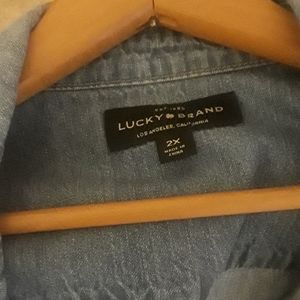 Jeans jacket with black embroidery,  plus size